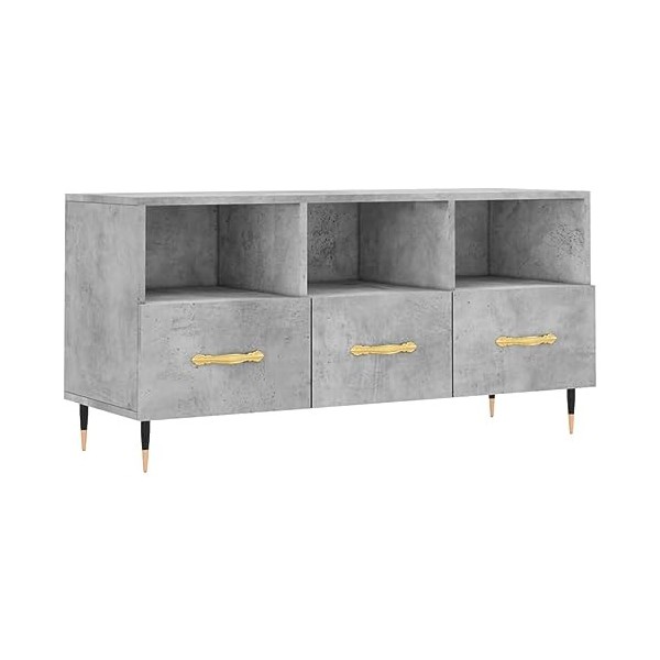 vidaXL Meuble TV Gris béton 102x36x50 cm Bois dingénierie