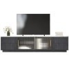 kubeier Meuble TV Buffet Bas avec Fonction Push-to-Open Table TV Meuble TV Table TV Meuble TV Tableau de Table Gris pour télé