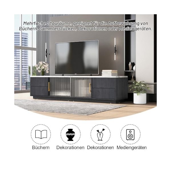 kubeier Meuble TV Buffet Bas avec Fonction Push-to-Open Table TV Meuble TV Table TV Meuble TV Tableau de Table Gris pour télé