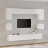Ensemble de Meubles TV 8 pcs Blanc Brillant Bois dingénierie - Meuble TV, Armoire Basse Centre, Support Télé pour Salon Cham