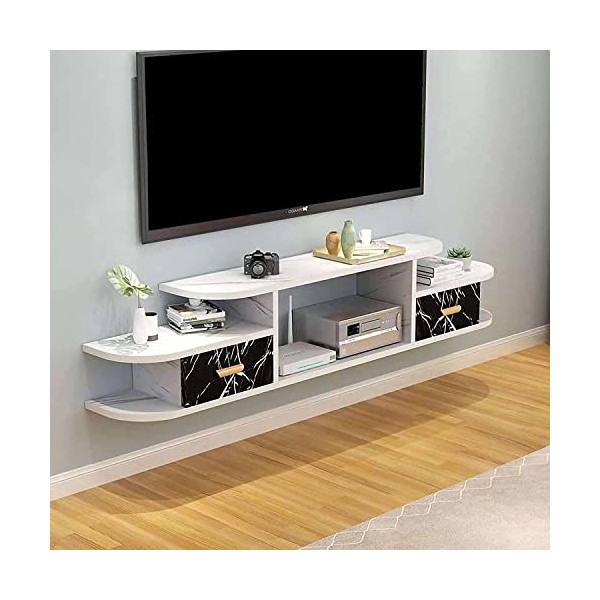 EsEntL Meuble TV Mural, Meuble TV Flottant, étagère de Fond pour Lecteur DVD/Blu-Ray Mural, boîtier TV Satellite, décodeur câ