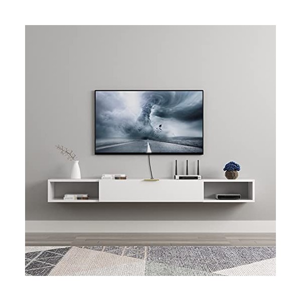 AVIMYA Meuble TV Flottant Meuble TV Suspendu, Support Mural pour décodeur avec Trou de Fil, économiser de lespace Chambre Sa