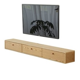 EsEntL Meuble TV Mural 55,1 Pouces avec étagère Flottante en Bois Massif, Meuble TV Suspendu, Table de Rangement multimédia p
