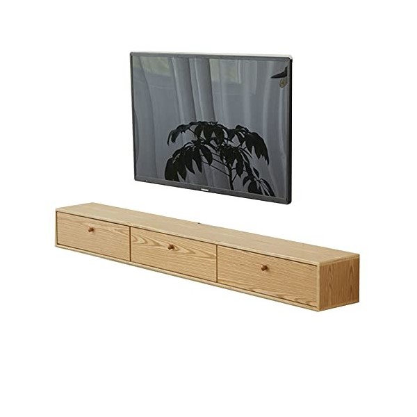 EsEntL Meuble TV Mural 55,1 Pouces avec étagère Flottante en Bois Massif, Meuble TV Suspendu, Table de Rangement multimédia p