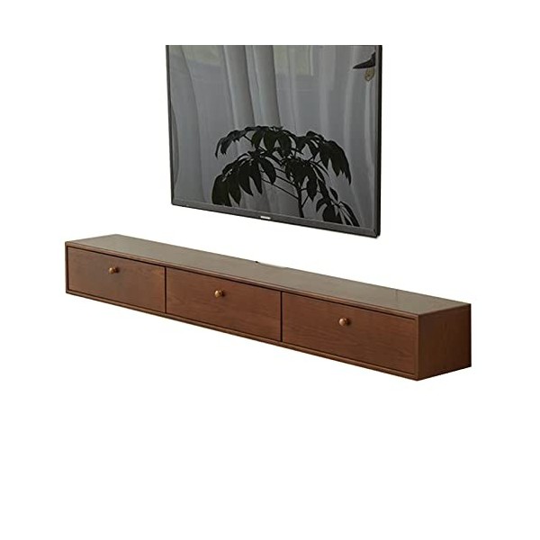 EsEntL Meuble TV Mural 55,1 Pouces avec étagère Flottante en Bois Massif, Meuble TV Suspendu, Table de Rangement multimédia p