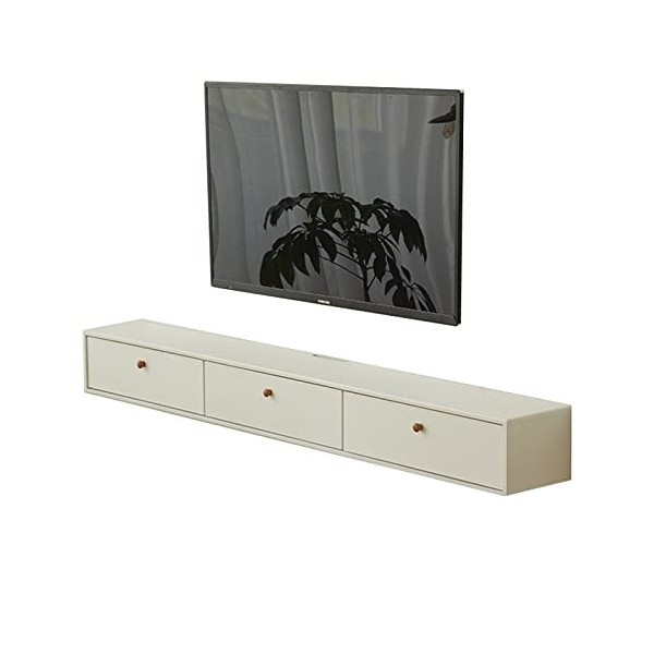 EsEntL Meuble TV Mural 55,1 Pouces avec étagère Flottante en Bois Massif, Meuble TV Suspendu, Table de Rangement multimédia p