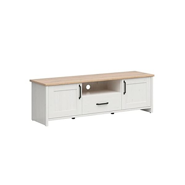 Petits-meubles Meuble TV 2 Portes 1 tiroir 160 cm Aksel Blanc et Bois