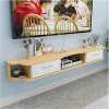 EsEntL Meuble TV, Lowboard TV, étagères flottantes, Console multimédia Murale - Meuble TV Mural en Bois Massif 120/140/160 cm