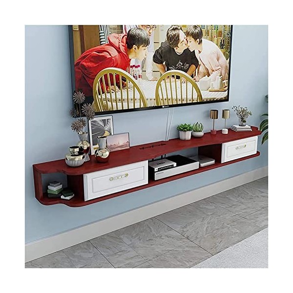 EsEntL Meuble TV, Lowboard TV, étagères flottantes, Console multimédia Murale - Meuble TV Mural en Bois Massif 120/140/160 cm