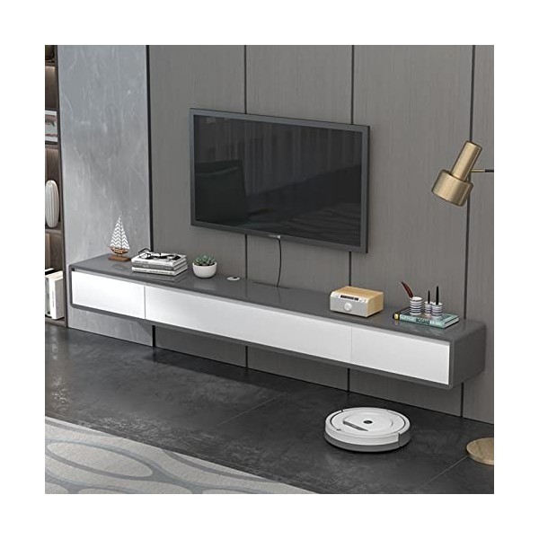 EsEntL Meuble TV Mural Étagère de Meuble TV Flottant avec 2 Tiroirs, Centre de Divertissement de Console Multimédia Murale, É