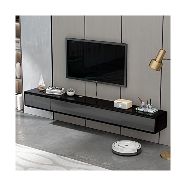 EsEntL Meuble TV Mural Étagère de Meuble TV Flottant avec 2 Tiroirs, Centre de Divertissement de Console Multimédia Murale, É