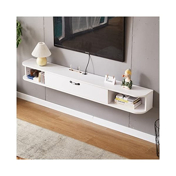 Meuble TV Suspendu Meuble de Télévision Flottant Console de Centre de Divertissement Autoportante Moderne avec Compartiments 