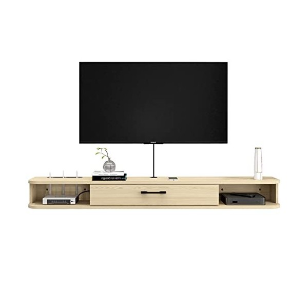 Meuble TV Flottant Mural Meuble TV Flottant Console TV en Bois avec Rangement pour Salon Chambre Bureau/Couleur Bois/1200Mm w