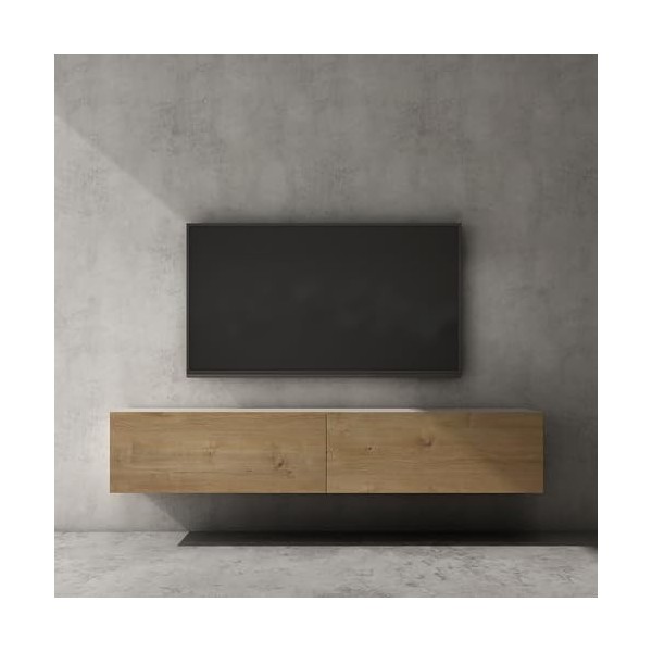 Sogood Meuble TV Bas 240 cm Armoire TV Blanc Mat Table de Télévision Salon avec Portes Meuble TV Suspendu MBTV02