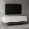 Sogood Meuble TV Bas 240 cm Armoire TV Blanc Mat Table de Télévision Salon avec Portes Meuble TV Suspendu MBTV02
