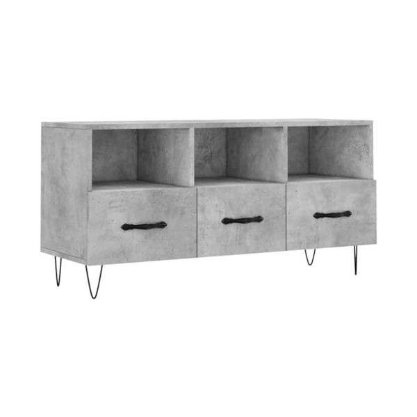vidaXL Meuble TV Gris béton 102x36x50 cm Bois dingénierie