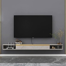 Meuble TV Meuble TV Flottant Console Multimédia Murale Meuble TV Rangement de Bureau Flottant Unité de Divertissement Flottan