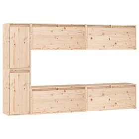 ZEYUAN Meubles TV 6 pcs Bois Massif de pin,Meuble TV,Table Basse Couleurs,Table Basse Salon Meuble TV