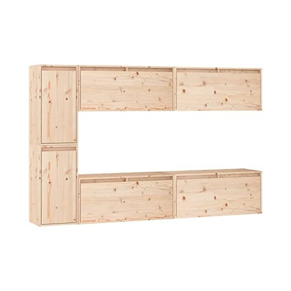 ZEYUAN Meubles TV 6 pcs Bois Massif de pin,Meuble TV,Table Basse Couleurs,Table Basse Salon Meuble TV