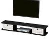 JUNNIU Étagère Vidéo Murale avec 2 Portes, Meuble TV Flottant Etagère TV, Console Média Murale, Meuble TV 120/140Cm/a/140Cm D