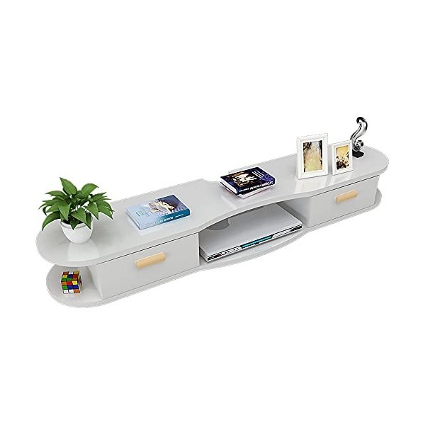 Meuble TV Suspendu,Unité De Divertissement Flottante Multifonctionnelle,Support Mural De Fond De Télévision pour Chambre À Co