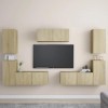 BaraSh Ensemble de Meubles TV 7 pcs Chêne Sonoma Aggloméré,Meuble dangle TV,Meuble TV Étagère,Meuble Haut Salon