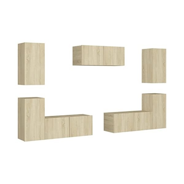 BaraSh Ensemble de Meubles TV 7 pcs Chêne Sonoma Aggloméré,Meuble dangle TV,Meuble TV Étagère,Meuble Haut Salon