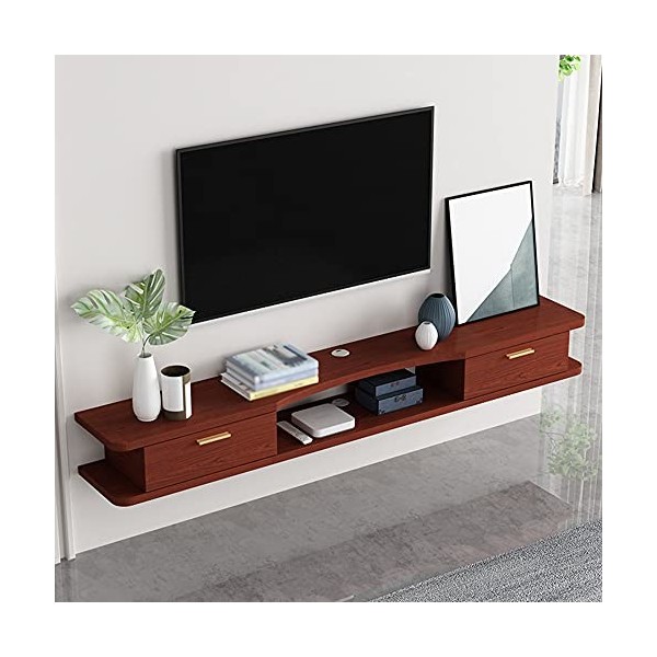 Étagère de Rangement multimédia pour Meuble TV Flottant, Meuble de télévision Mural à Double tiroir avec Trou de Fil, sappli