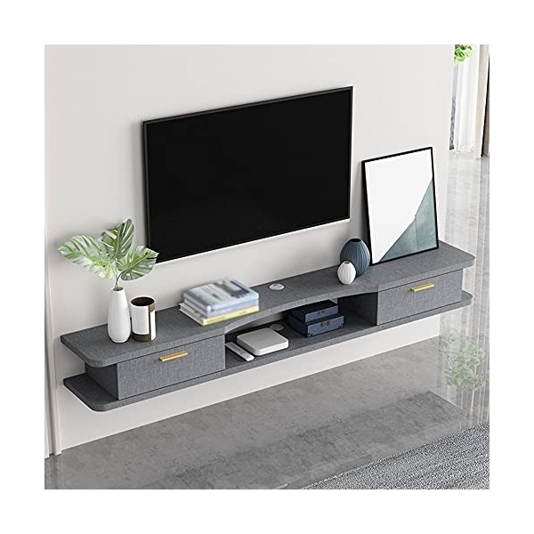 Étagère de Rangement multimédia pour Meuble TV Flottant, Meuble de télévision Mural à Double tiroir avec Trou de Fil, sappli