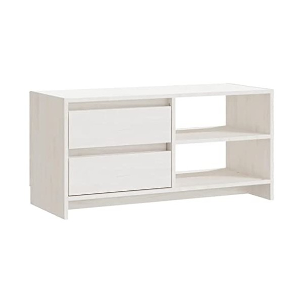 Meuble TV Blanc 80x31x39 cm Bois de pin massif