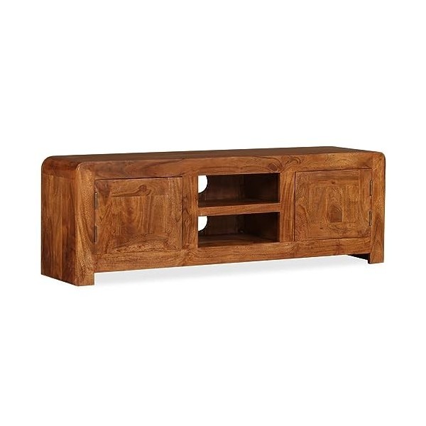 BaraSh Meuble TV Bois Massif avec Finition Miel 120 x 30 x 40 cm,Meuble TV,Table Basse Salon Meuble TV,Table Basse LED Couleu