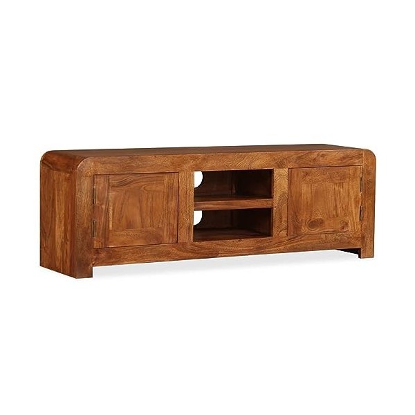 BaraSh Meuble TV Bois Massif avec Finition Miel 120 x 30 x 40 cm,Meuble TV,Table Basse Salon Meuble TV,Table Basse LED Couleu