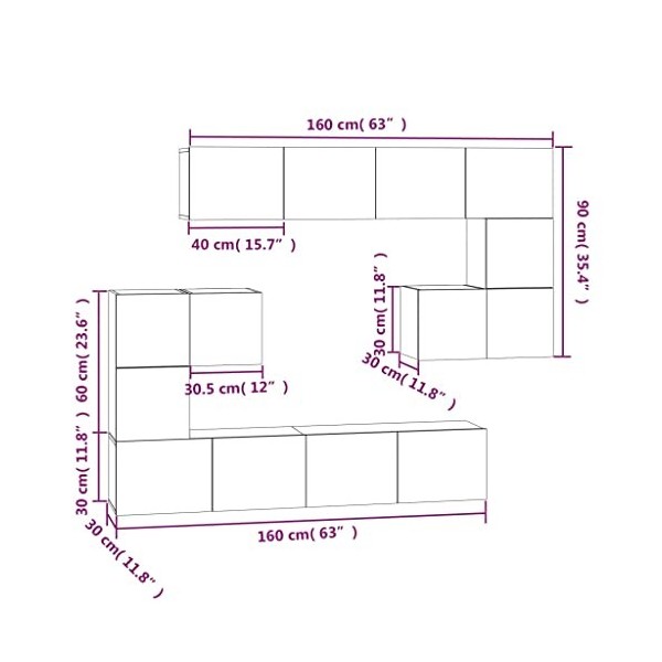 Toshilian Meuble TV Suspendu, Banc TV Flottant Meuble de Rangement Meuble TV Mural Blanc Brillant Bois dingénierie