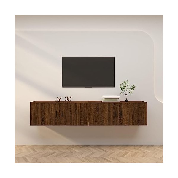 DCRAF Home Hardware Businese Meuble TV mural 2 pièces Chêne marron 100 x 34,5 x 40 cm