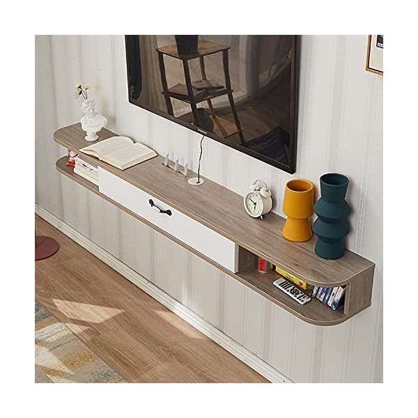 Uvency Meuble Tv En Bois, Étagère de Rangement Murale Flottante Pour Meuble Tv, Centre de Contrôle Multimédia, Support Stb 39