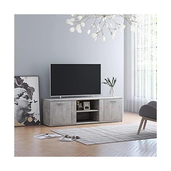 vidaXL Meuble TV en aggloméré Gris béton 120 x 34 x 37 cm