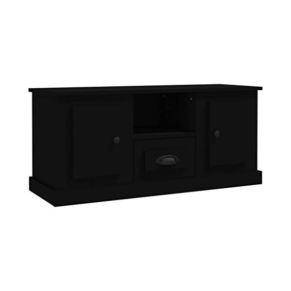 Meuble TV Noir 100x35,5x45 cm Bois dingénierie - Meuble Chambre, Support Télé pour Salon Salle à Manger Chambre, Style Indus