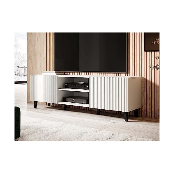 Best Mobilier - Sanna - Meuble TV - 150 cm - Style Contemporain - Blanc