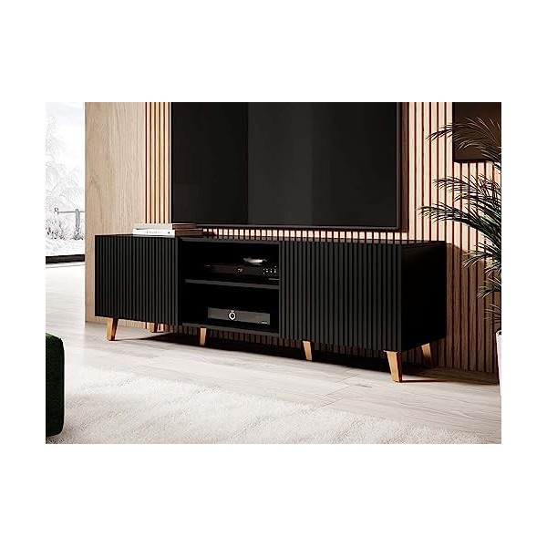 Best Mobilier - Sanna - Meuble TV - 150 cm - Style Contemporain - Blanc