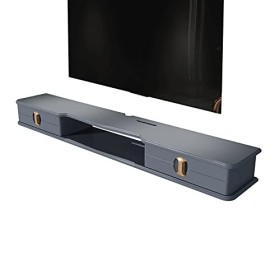Meuble TV flottant avec 2 portes, centre de divertissement mural pour console multimédia, étagère pour décodeur, étagère vidé