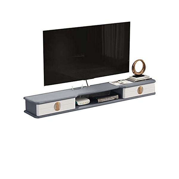 Meuble TV flottant avec 2 portes, centre de divertissement mural pour console multimédia, étagère pour décodeur, étagère vidé