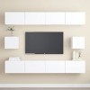 Gecheer Ensemble de Meubles TV 6 pcs Blanc Aggloméré Banc TV, Support de Télévision pour Salon, Chambre Meubles
