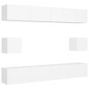 Gecheer Ensemble de Meubles TV 6 pcs Blanc Aggloméré Banc TV, Support de Télévision pour Salon, Chambre Meubles