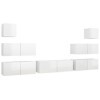 Ensemble de Meuble TV 7 pcs Blanc Brillant Aggloméré - Banc TV, Meuble TV Suspendu, Convient pour Salon ou Chambre