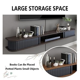 Meuble TV Flottant Étagère TV Murale Centre De Divertissement Console Média en Bois Meuble De Rangement Suspendu Huche TV Com