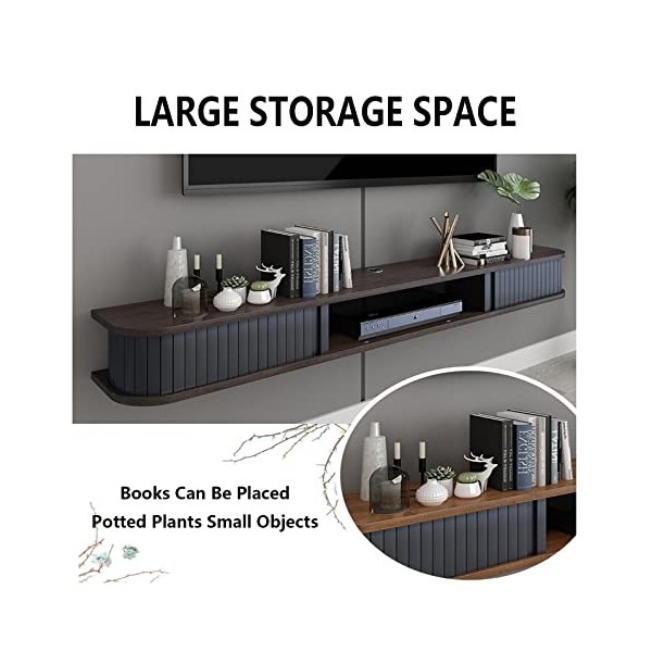 Meuble TV Flottant Étagère TV Murale Centre De Divertissement Console Média en Bois Meuble De Rangement Suspendu Huche TV Com