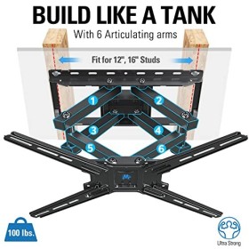 Mounting Dream Support mural pour TV à écran plat/incurvé de 42 à 70 pouces, support mural robuste avec double bras articulé,