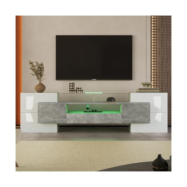 kubeier Meuble TV, Meuble TV, Meuble Bas pour télévision, Meuble TV, Meuble TV, 200 x 30 x 60,7 cm, Table TV, Six Portes, Deu