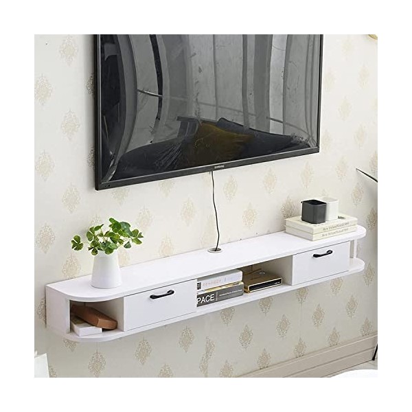 XIBANY Meuble TV Mural en Bois Flottant， Console Média TV Murale 120Cm,Étagères Vidéo O - Livraison Complète/120Cm a/a Feito 