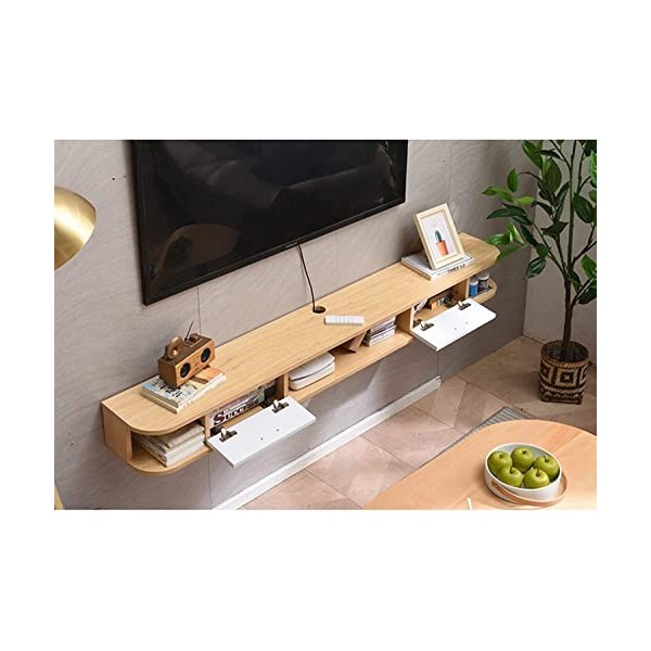 XIBANY Meuble TV Mural en Bois Flottant， Console Média TV Murale 120Cm,Étagères Vidéo O - Livraison Complète/120Cm a/a Feito 